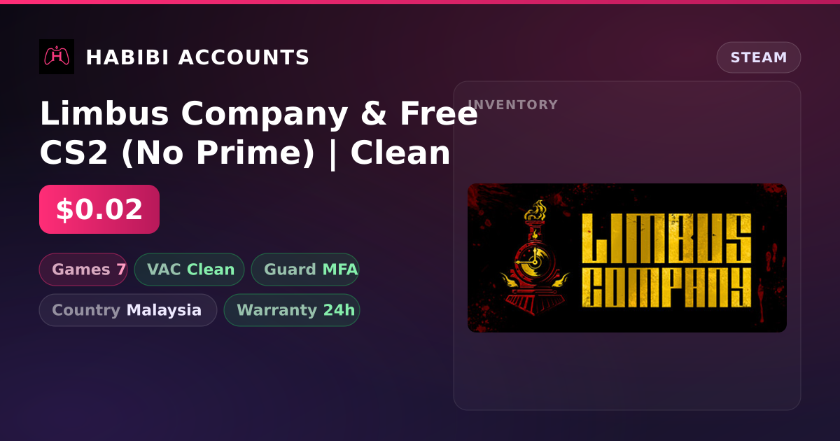 Limbus Company & Free CS2 (No Prime) | Clean — HabibiAccounts