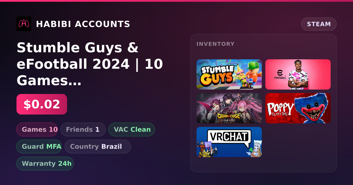 Stumble Guys & eFootball 2024 | 10 Games | Clean — HabibiAccounts