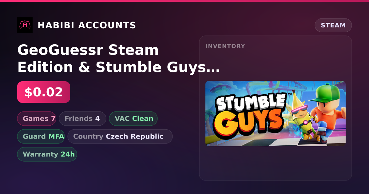 GeoGuessr Steam Edition & Stumble Guys | Clean — HabibiAccounts