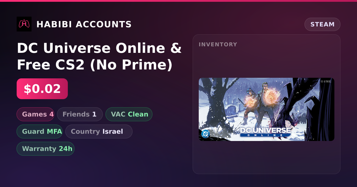 DC Universe Online & Free CS2 (No Prime) — HabibiAccounts