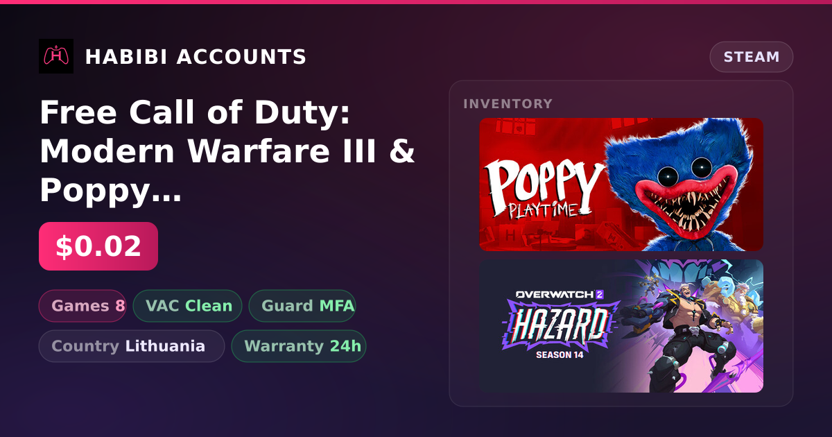 Free Call of Duty: Modern Warfare III & Poppy Playtime | Clean — HabibiAccounts