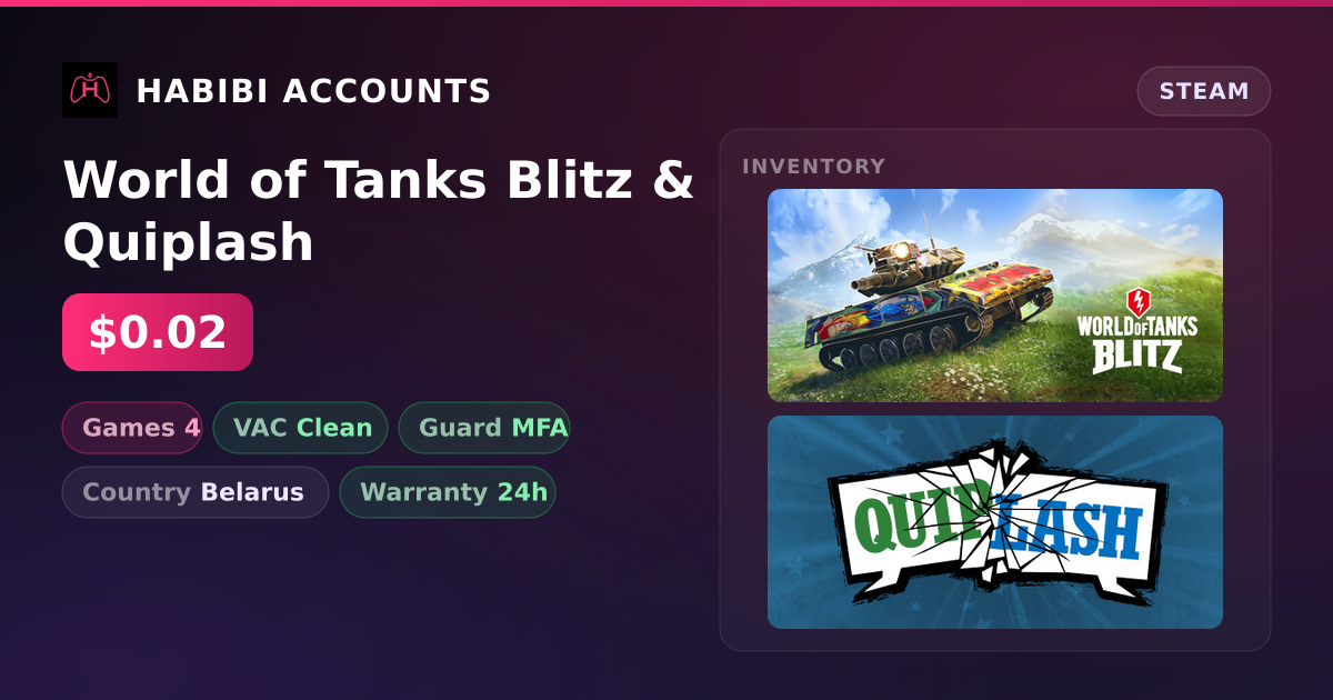 World of Tanks Blitz & Quiplash — HabibiAccounts