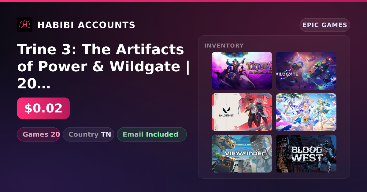 Trine 3: The Artifacts of Power & Wildgate | 20 Games — HabibiAccounts