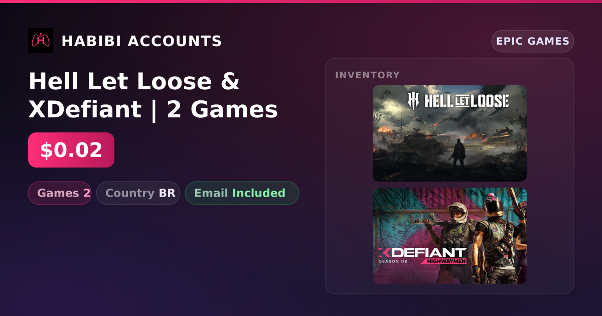 Hell Let Loose & XDefiant | 2 Games — HabibiAccounts
