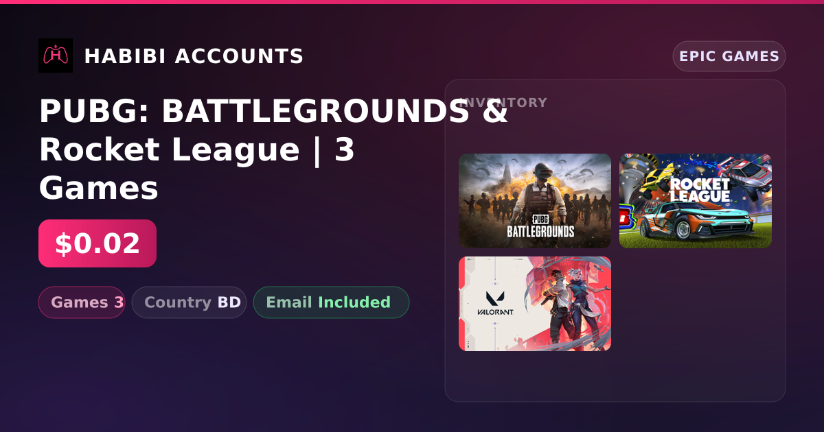 PUBG: BATTLEGROUNDS & Rocket League | 3 Games — HabibiAccounts