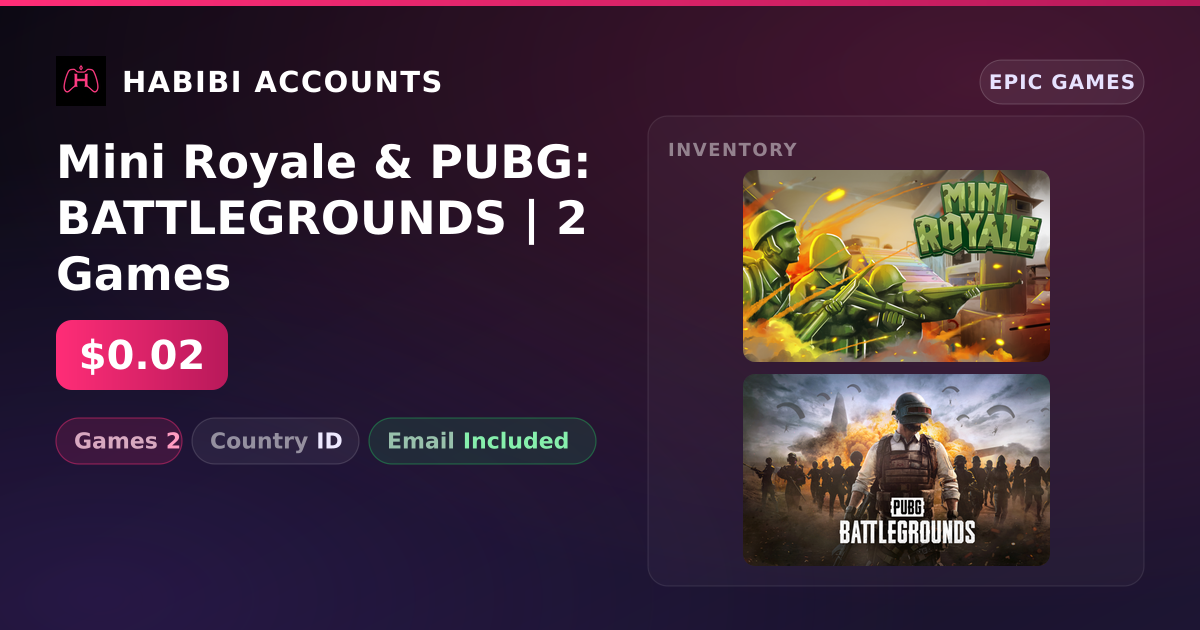 Mini Royale & PUBG: BATTLEGROUNDS | 2 Games — HabibiAccounts