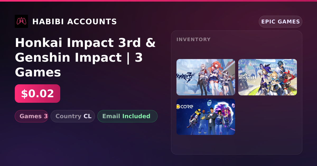 Honkai Impact 3rd & Genshin Impact | 3 Games — HabibiAccounts