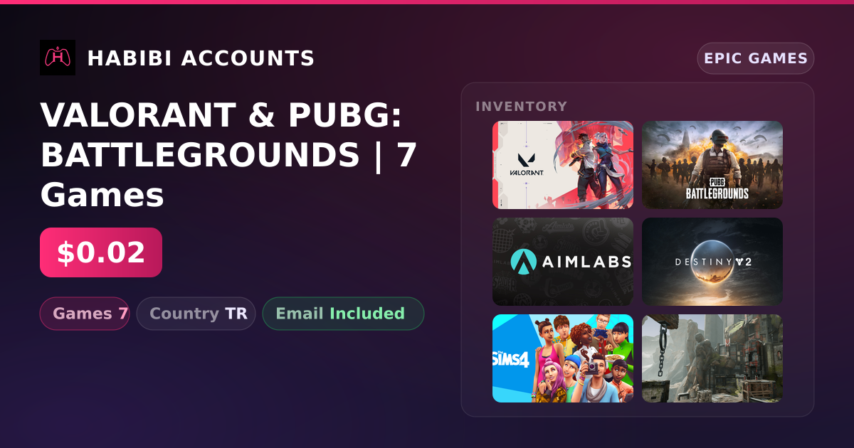 VALORANT & PUBG: BATTLEGROUNDS | 7 Games — HabibiAccounts
