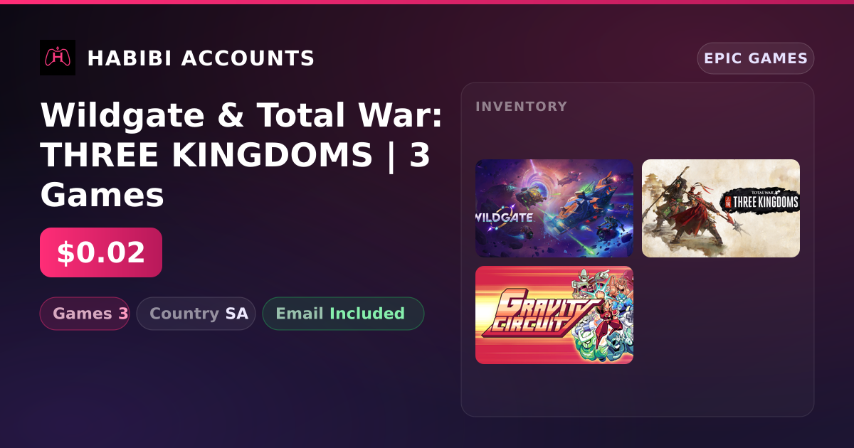 Wildgate & Total War: THREE KINGDOMS | 3 Games — HabibiAccounts