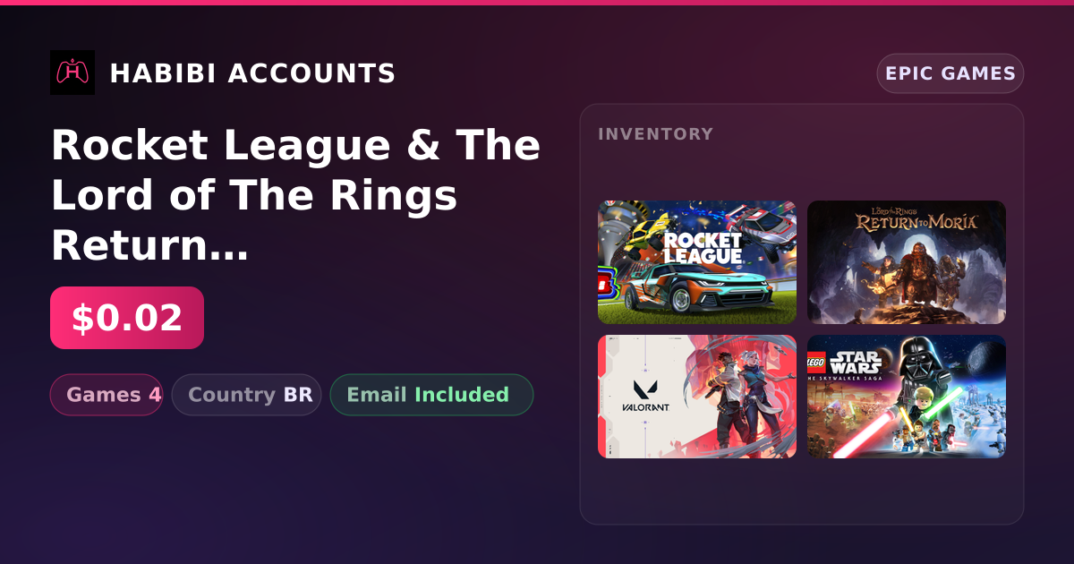 Rocket League & The Lord of The Rings Return to Moria | 4 Games — HabibiAccounts