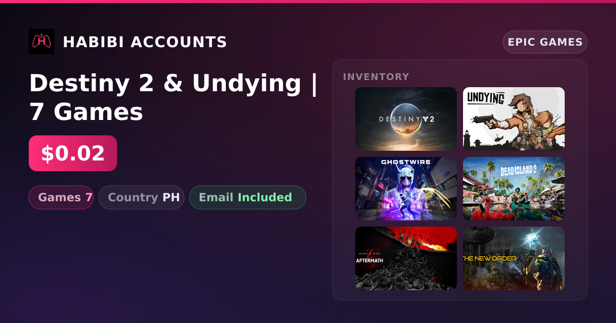 Destiny 2 & Undying | 7 Games — HabibiAccounts