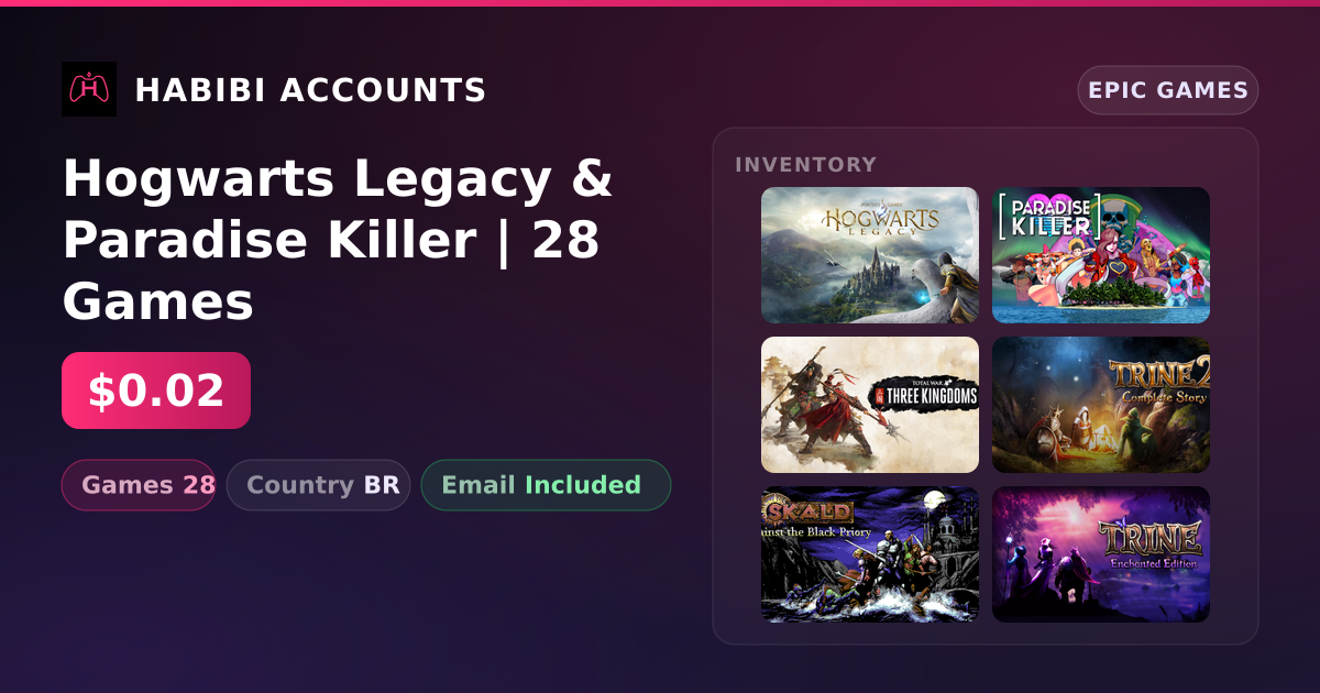 Hogwarts Legacy & Paradise Killer | 28 Games — HabibiAccounts