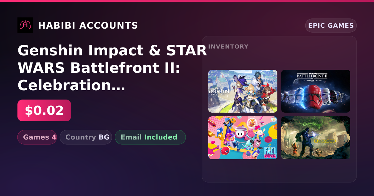 Genshin Impact & STAR WARS Battlefront II: Celebration Edition | 4 Games — HabibiAccounts