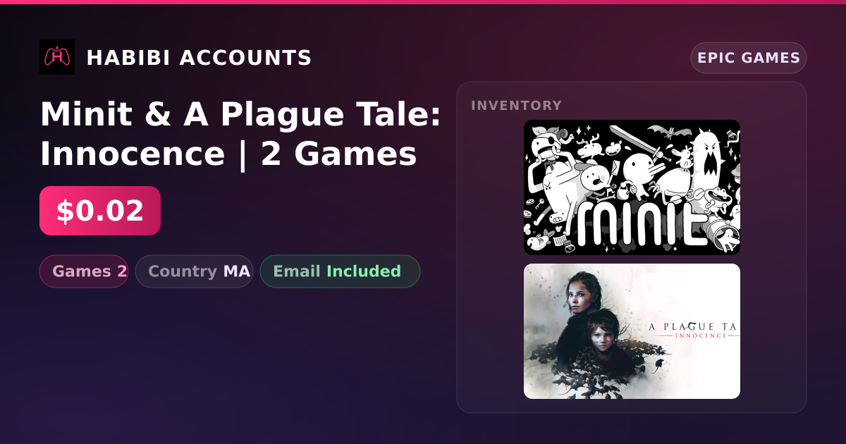 Minit & A Plague Tale: Innocence | 2 Games — HabibiAccounts
