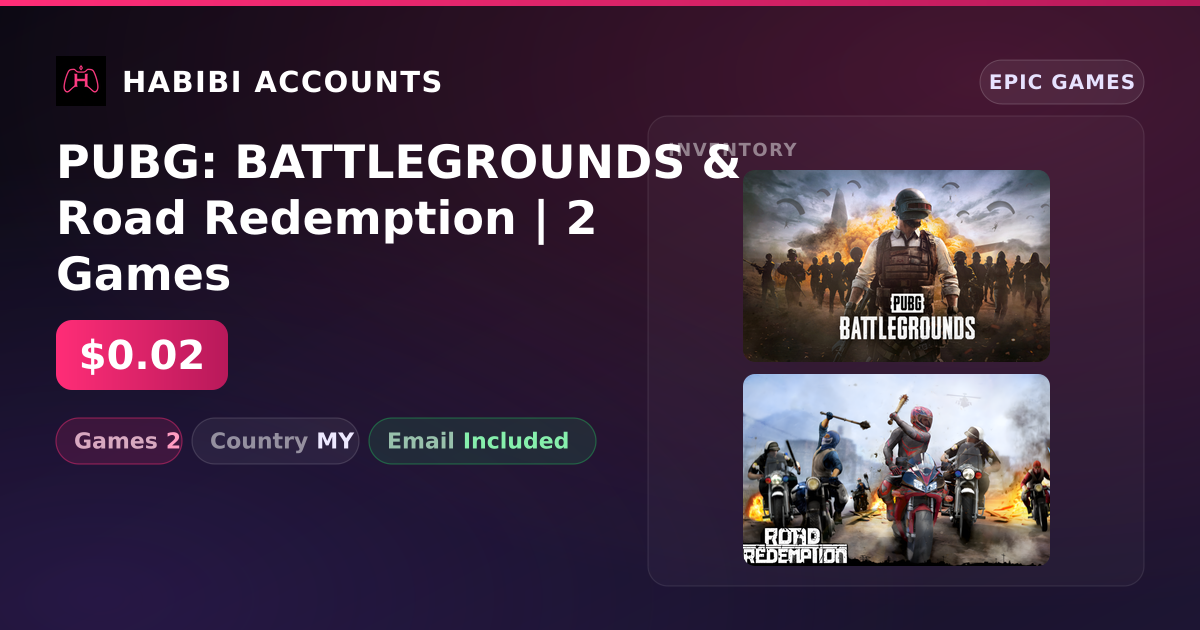 PUBG: BATTLEGROUNDS & Road Redemption | 2 Games — HabibiAccounts