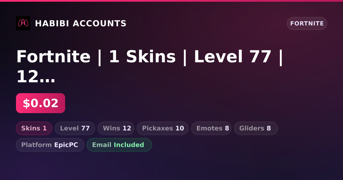 Fortnite | 1 Skins | Level 77 | 12 Wins — HabibiAccounts