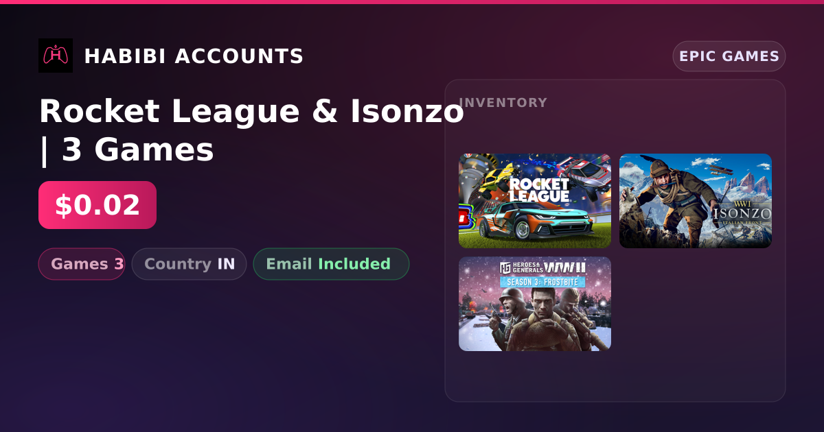 Rocket League & Isonzo | 3 Games — HabibiAccounts