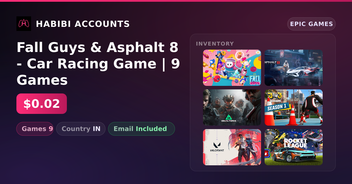 Fall Guys & Asphalt 8 - Car Racing Game | 9 Games — HabibiAccounts