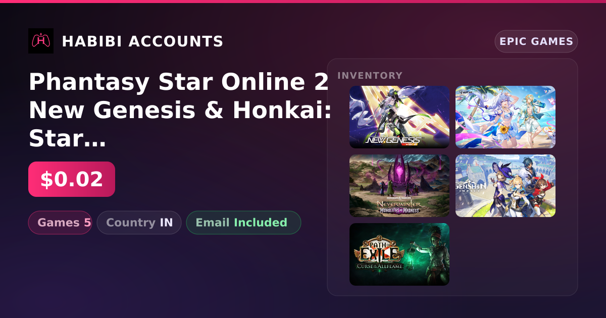 Phantasy Star Online 2 New Genesis & Honkai: Star Rail | 5 Games — HabibiAccounts