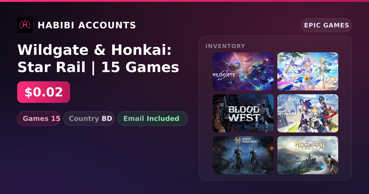 Wildgate & Honkai: Star Rail | 15 Games — HabibiAccounts