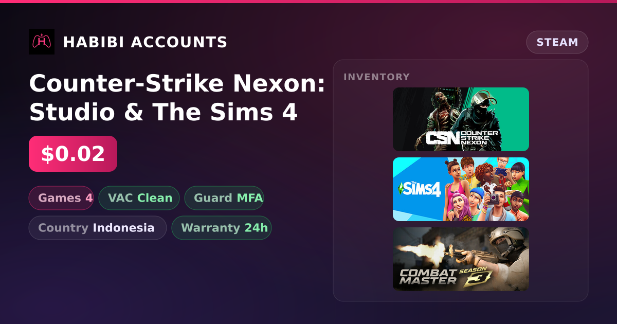 Counter-Strike Nexon: Studio & The Sims 4 — HabibiAccounts
