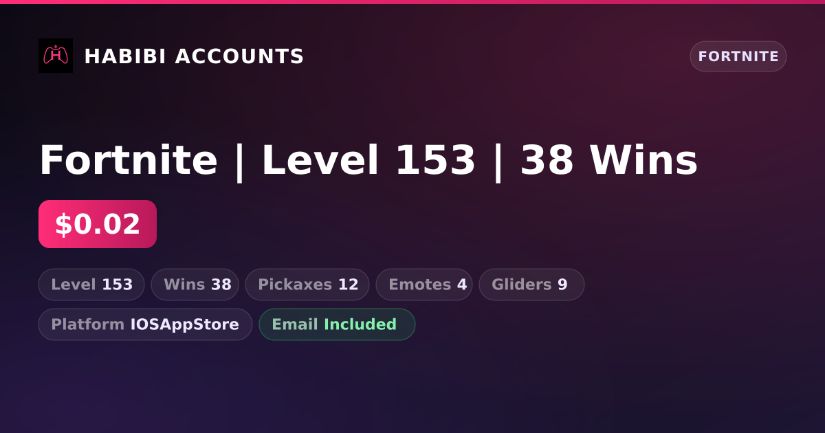 Fortnite | Level 153 | 38 Wins — HabibiAccounts