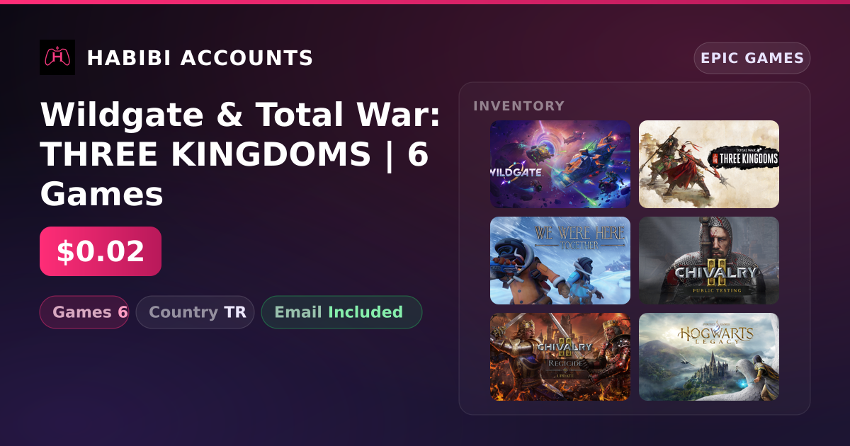 Wildgate & Total War: THREE KINGDOMS | 6 Games — HabibiAccounts