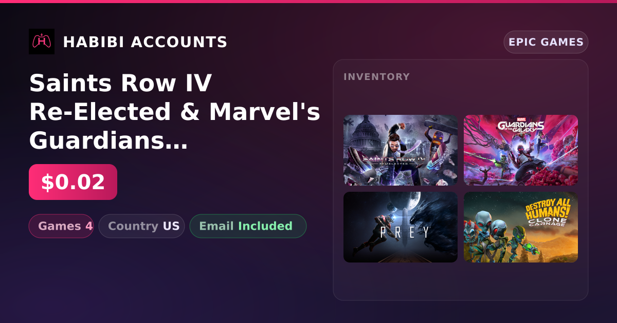 Saints Row IV Re-Elected & Marvel's Guardians of the Galaxy | 4 Games — HabibiAccounts
