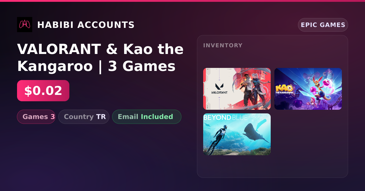 VALORANT & Kao the Kangaroo | 3 Games — HabibiAccounts
