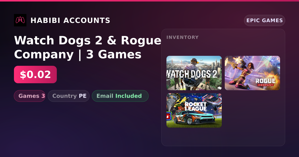 Watch Dogs 2 & Rogue Company | 3 Games — HabibiAccounts