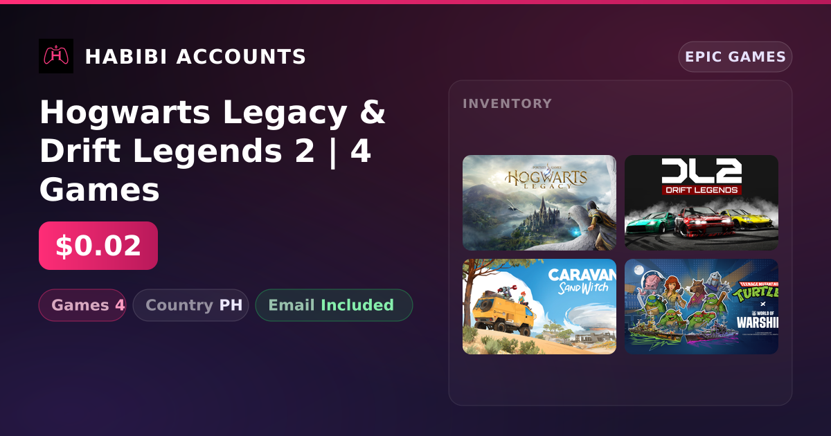 Hogwarts Legacy & Drift Legends 2 | 4 Games — HabibiAccounts