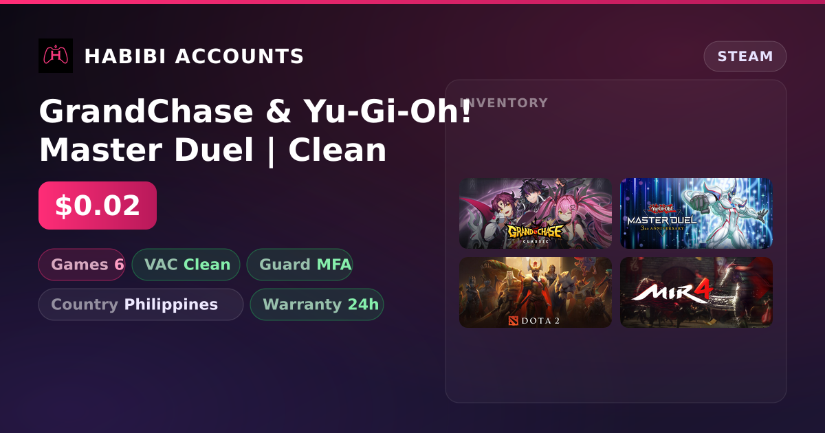 GrandChase & Yu-Gi-Oh! Master Duel | Clean — HabibiAccounts