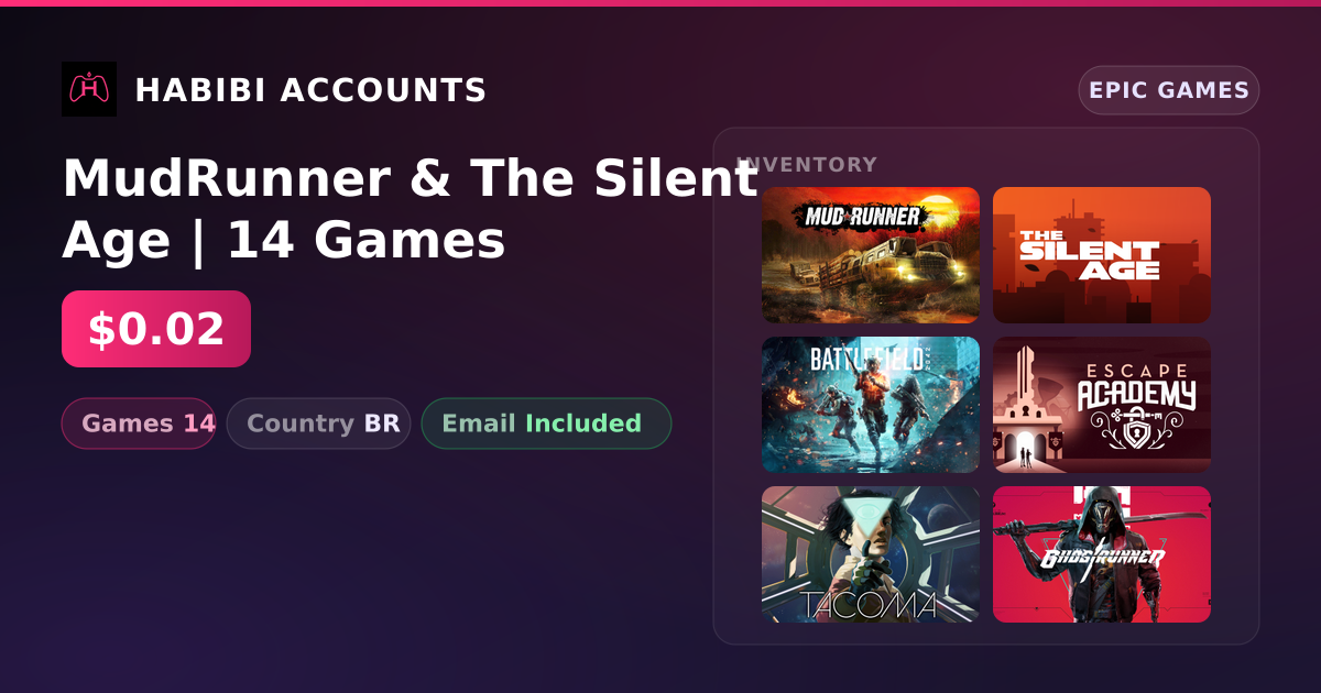 MudRunner & The Silent Age | 14 Games — HabibiAccounts