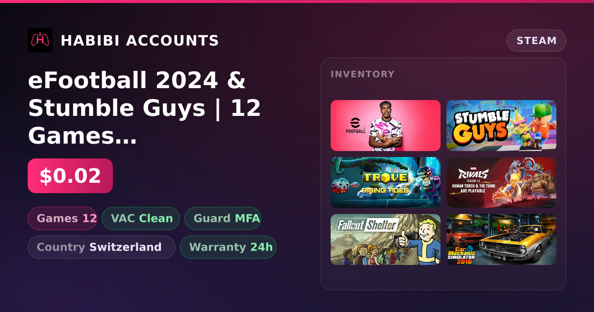 eFootball 2024 & Stumble Guys | 12 Games | Clean — HabibiAccounts