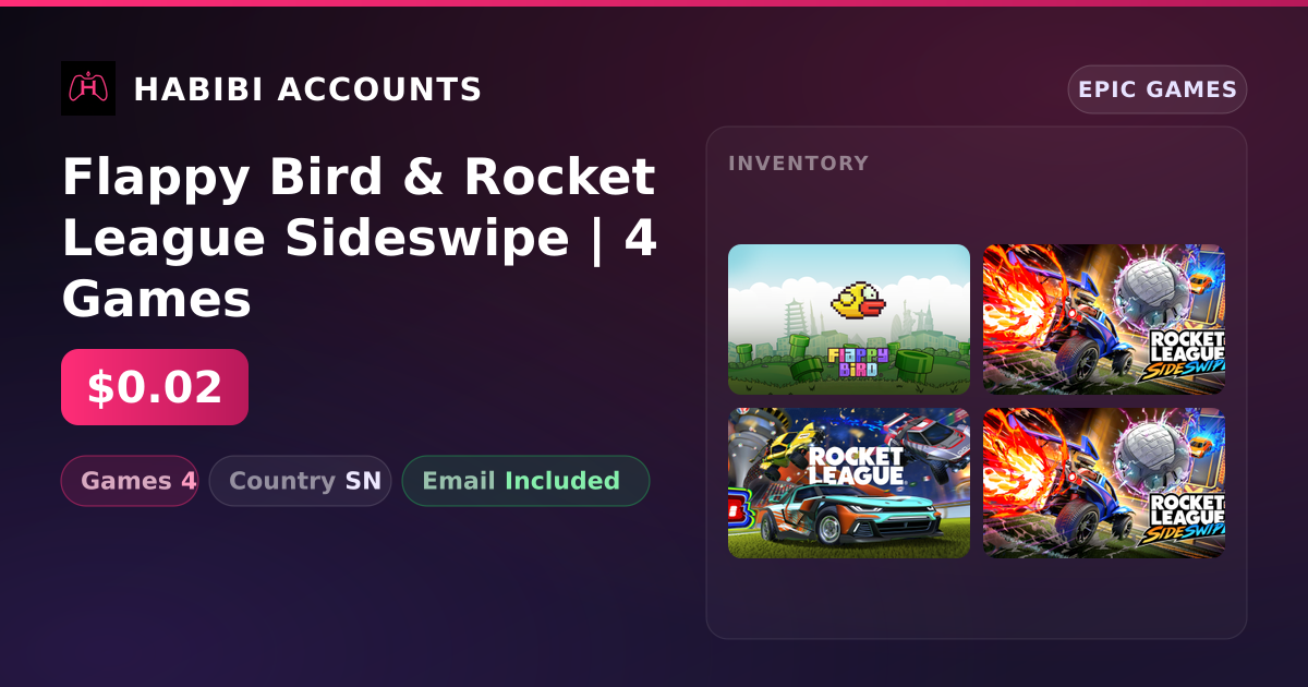 Flappy Bird & Rocket League Sideswipe | 4 Games — HabibiAccounts