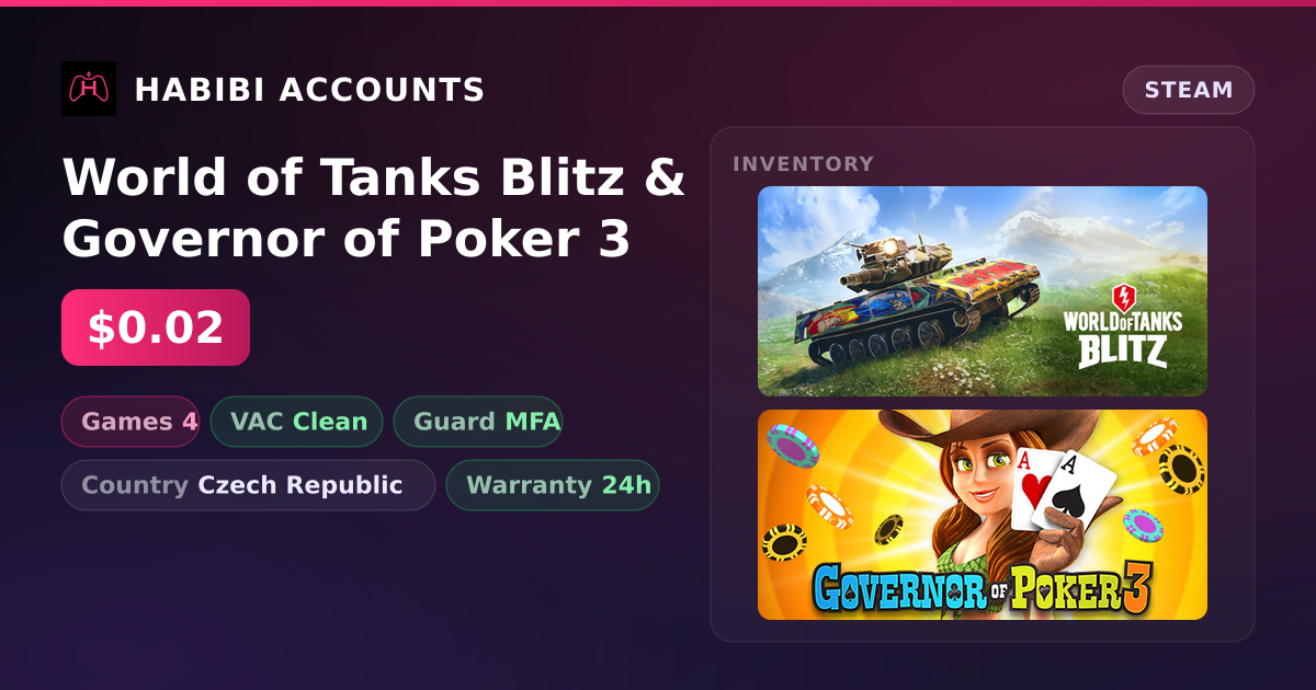 World of Tanks Blitz & Governor of Poker 3 — HabibiAccounts