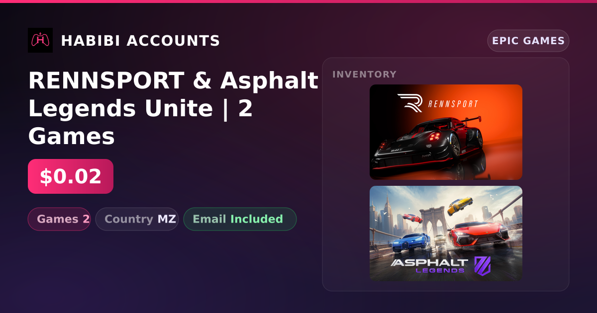 RENNSPORT & Asphalt Legends Unite | 2 Games — HabibiAccounts
