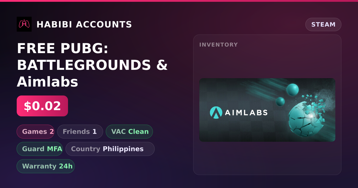 FREE PUBG: BATTLEGROUNDS & Aimlabs — HabibiAccounts