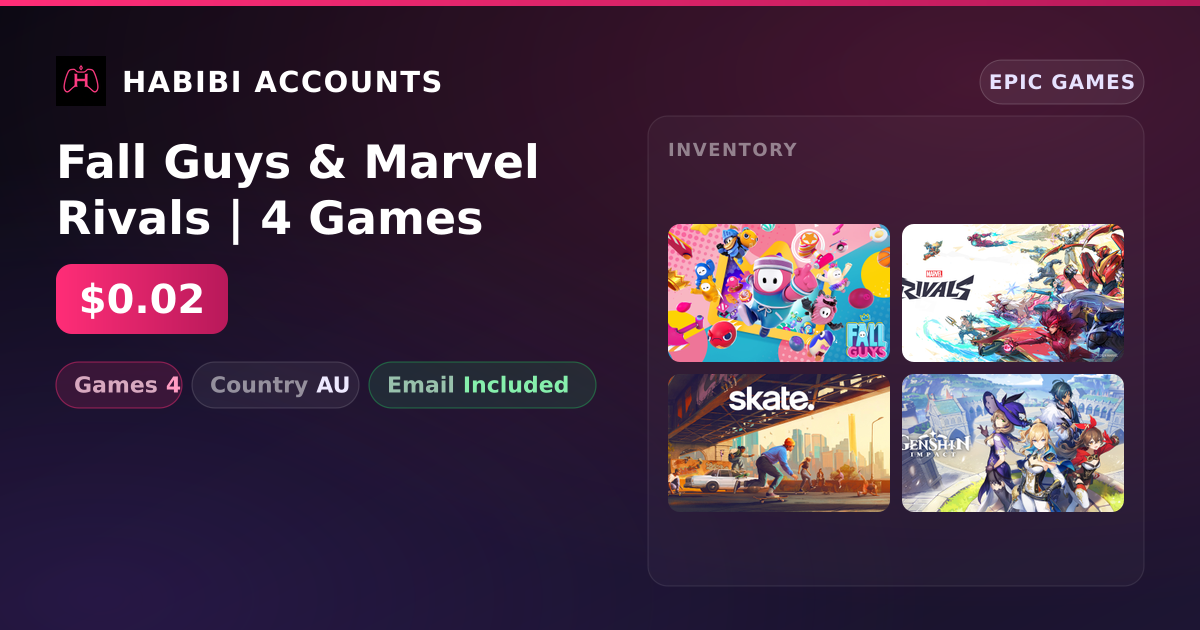 Fall Guys & Marvel Rivals | 4 Games — HabibiAccounts