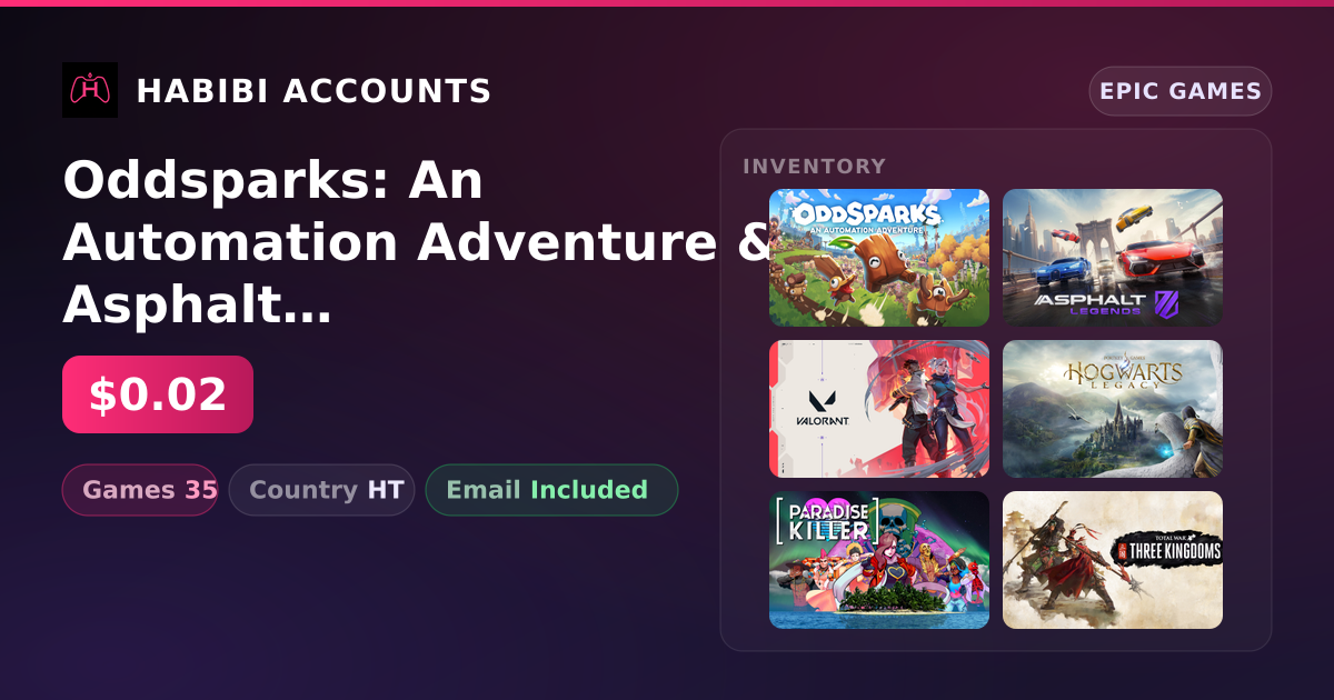 Oddsparks: An Automation Adventure & Asphalt Legends Unite | 35 Games — HabibiAccounts