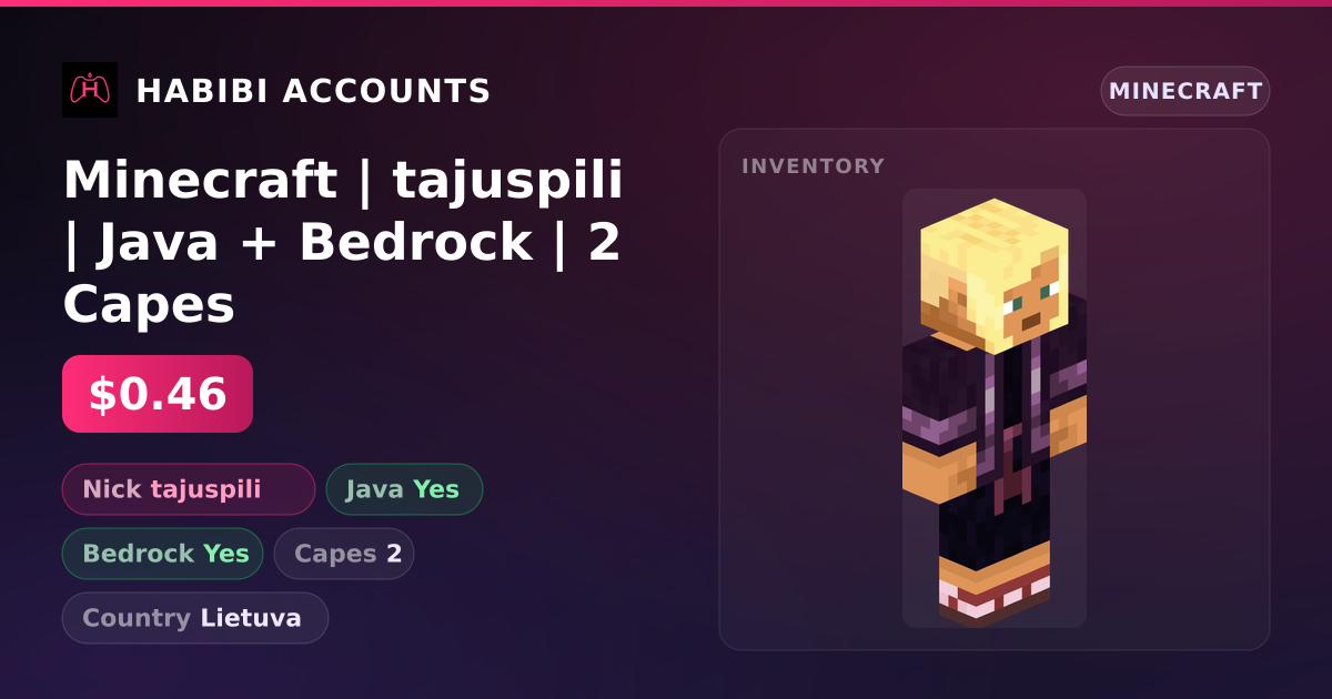 Minecraft | tajuspili | Java + Bedrock | 2 Capes — HabibiAccounts