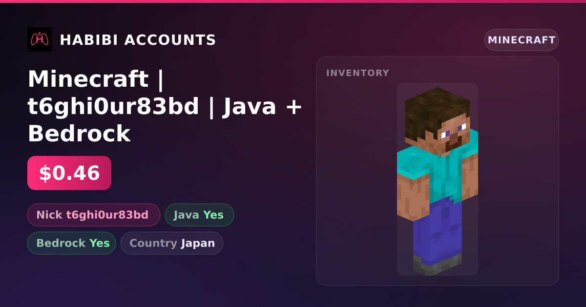 Minecraft | t6ghi0ur83bd | Java + Bedrock — HabibiAccounts