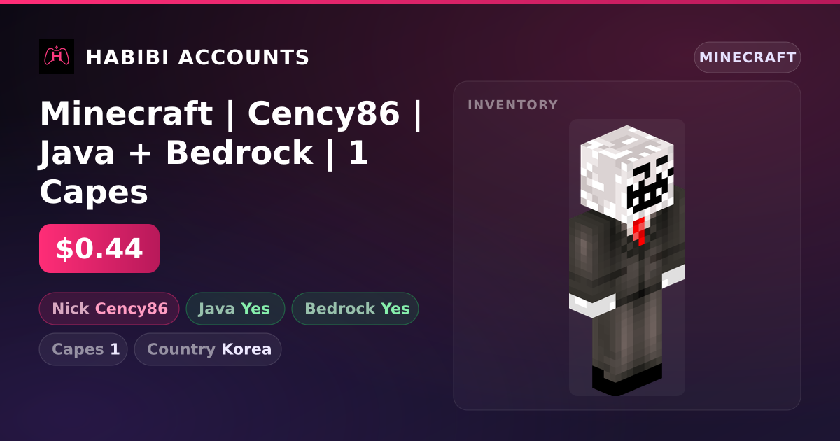 Minecraft | Cency86 | Java + Bedrock | 1 Capes — HabibiAccounts