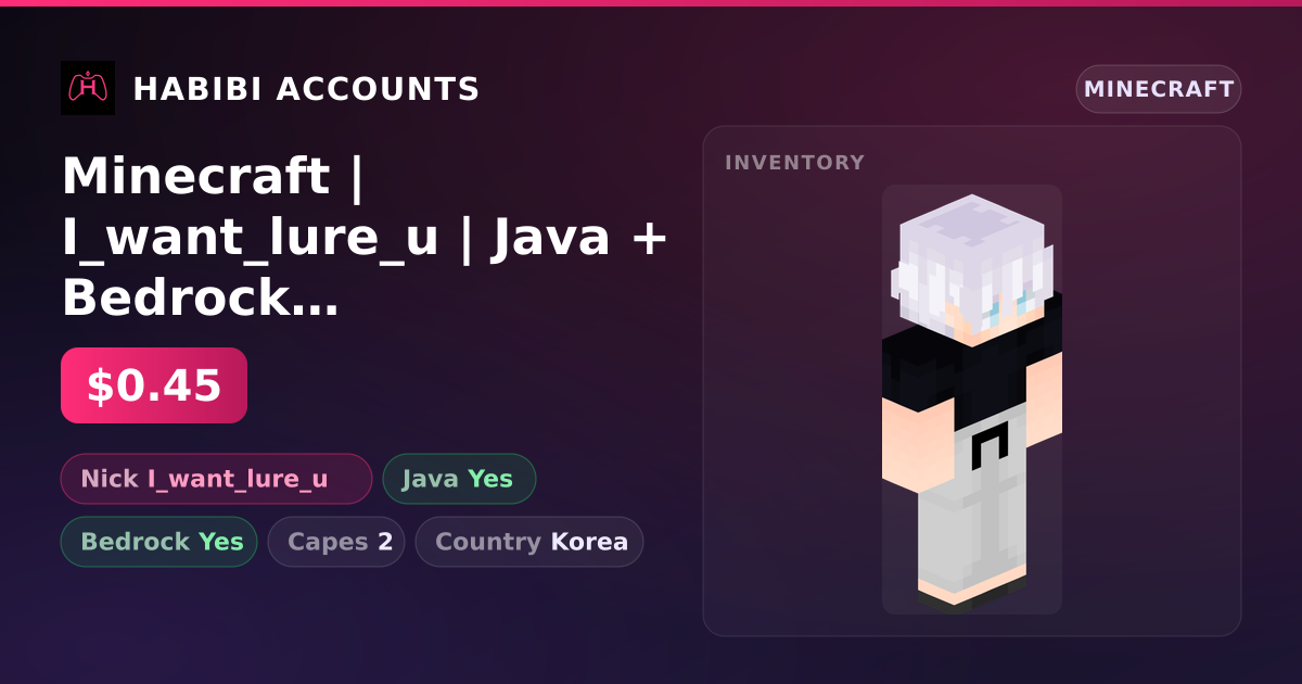 Minecraft | I_want_lure_u | Java + Bedrock | 2 Capes — HabibiAccounts