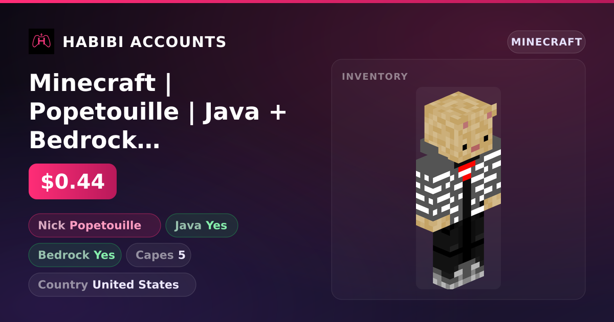 Minecraft | Popetouille | Java + Bedrock | 5 Capes — HabibiAccounts