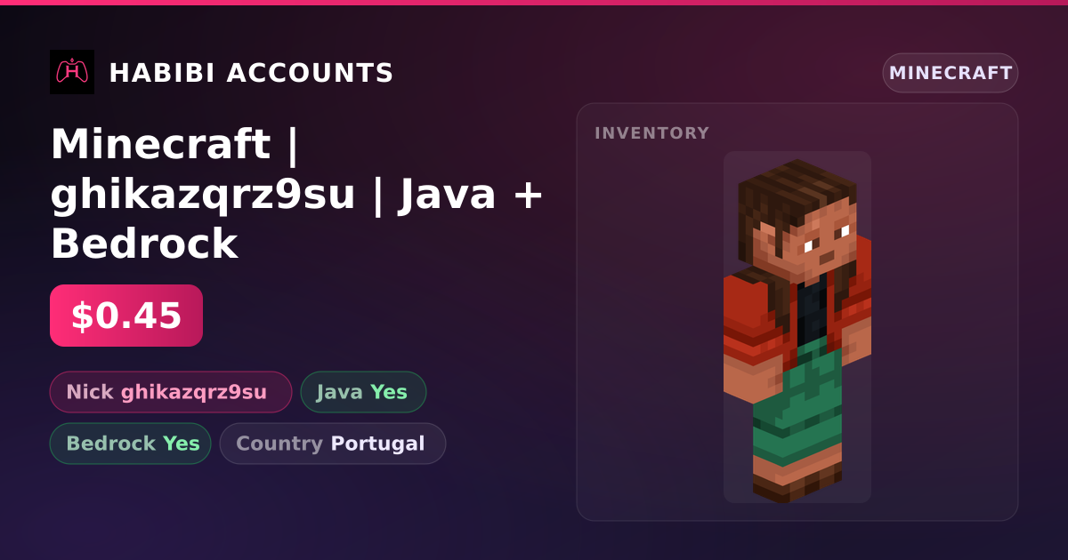 Minecraft | ghikazqrz9su | Java + Bedrock — HabibiAccounts