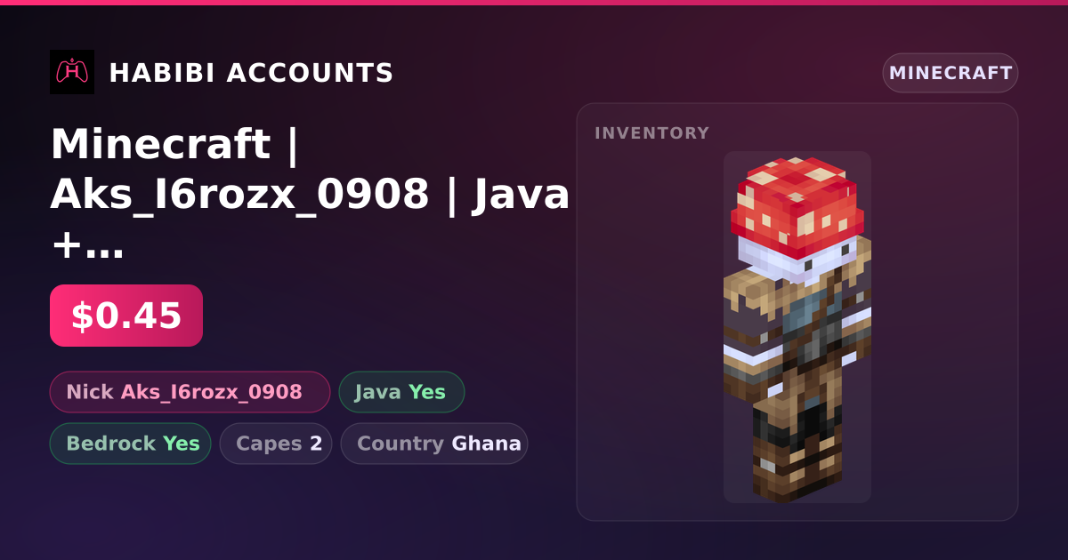 Minecraft | Aks_I6rozx_0908 | Java + Bedrock | 2 Capes — HabibiAccounts