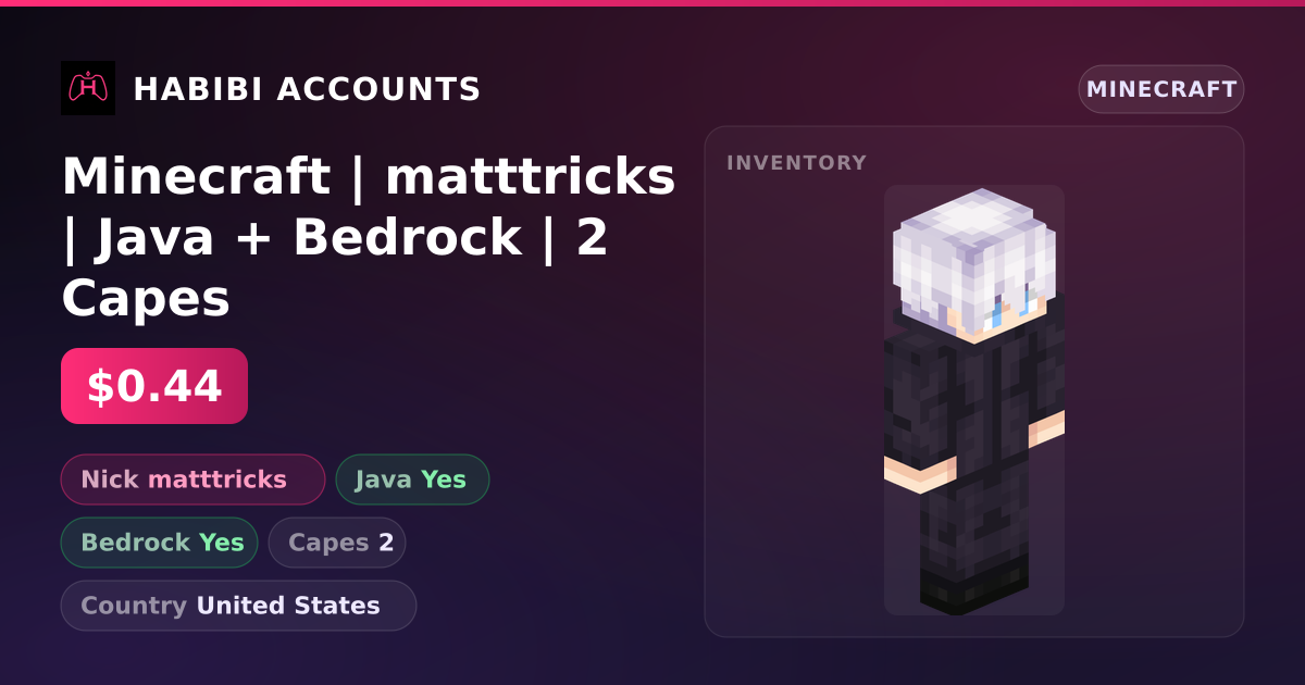 Minecraft | matttricks | Java + Bedrock | 2 Capes — HabibiAccounts