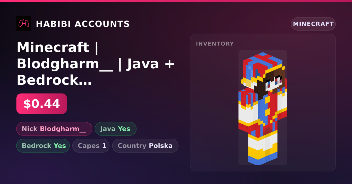Minecraft | Blodgharm__ | Java + Bedrock | 1 Capes — HabibiAccounts