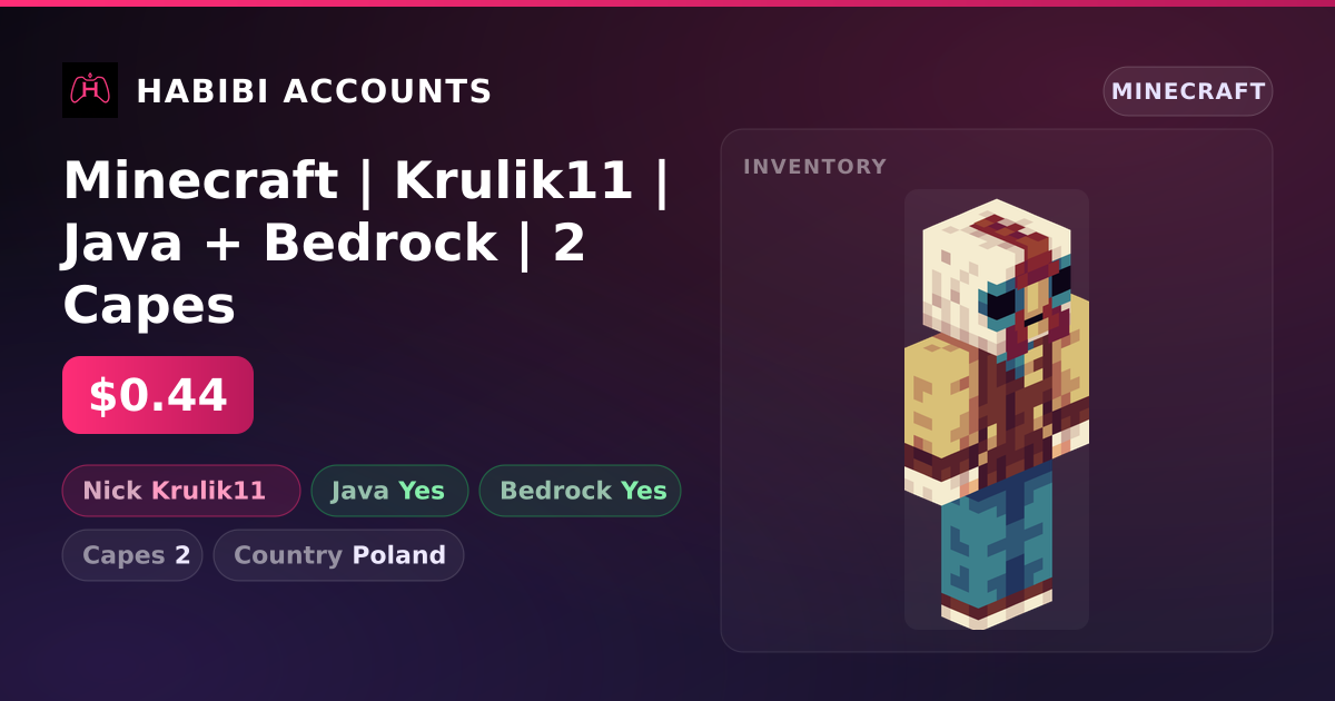 Minecraft | Krulik11 | Java + Bedrock | 2 Capes — HabibiAccounts